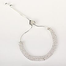 Silver Plated Three Row Diamante Bling Bracelet 