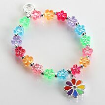 Girls Silver Plated Rainbow Flower Bracelet
