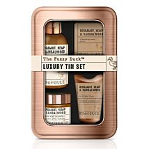 The Fuzzy Duck Bergamot, Hemp & Sandalwood Men's Grooming Tin Gift Set