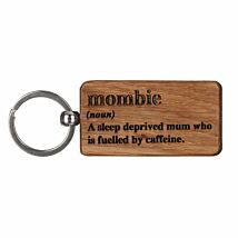Mombie Rectangular Oak Keyring