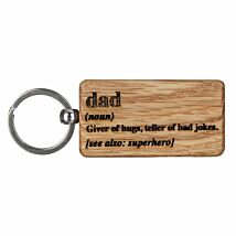 Dad Rectangular Oak Keyring