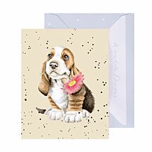 ‘Just For You’ Basset Hound 9cm Mini Greetings Card