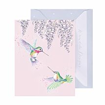 ‘Wisteria Wishes’ Hummingbird 9cm Mini Greetings Card