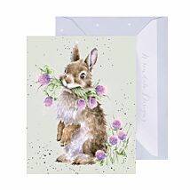 ‘Head Clover Heels’ Rabbit 9cm Mini Greetings Card