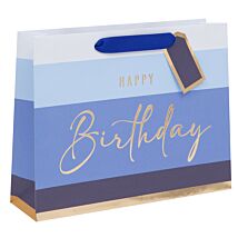 Happy Birthday Stripe Landscape Large Gift Bag