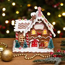 Medium Gingerbread House with LED Lights Ornament