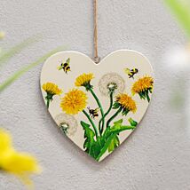 Assorted Dandelion & Bee Wooden Heart Hanging Easter Decoration