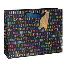Paper Salad Blue Birthday Script Landscape Large Gift Bag