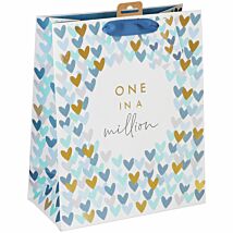 One In A Million Blue Hearts Large Gift Bag