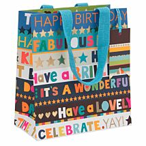Paper Salad Birthday Blue Stripe Medium Birthday Gift Bag
