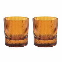 ‘The Scout’ Lowball Glass Set of 2 Amber