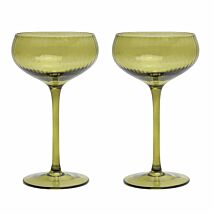 ‘The Lou’ Coupe Glass Set of 2 Olive