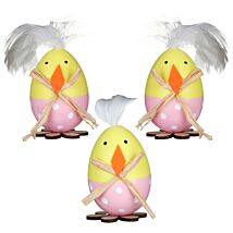 Set of 3 Standing Polka Dot Chicks Easter Decorations