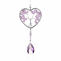 Rose Quartz Tree Of Life Heart Suncatcher