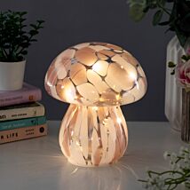 Handblown Glass Pink LED Mushroom Lamp