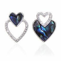 Silver Plated Paua Shell Heart Duo Earrings