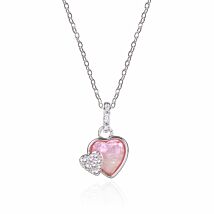 Silver Plated Candy Pink Sparkle Heart Necklace