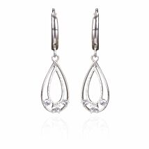 Silver Plated Ice Double Teardrop Huggie Earrings