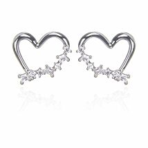 Silver Plated Te Amo Freestyle Heart Earrings