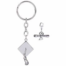 Silver Plated Graduation Cap Keepsake Keyring And Charm