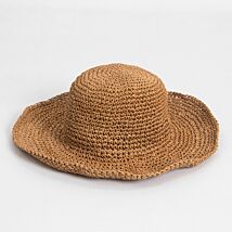 Dark Brown Natural Straw Effect Sun Hat