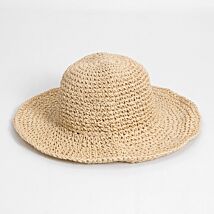 Light Brown Natural Straw Effect Sun Hat
