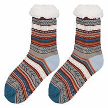 Cozy Grey Aztec Patterned Women’s Slipper Socks