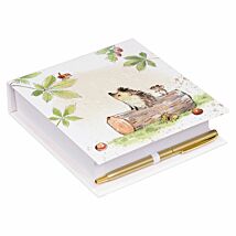 Hedgehog on Log Memo Pad