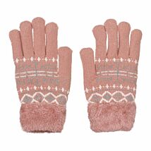 Cozy Pink Fair Isle Snowflake Women’s Gloves