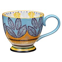Tuscany Blue Leaf Footed Ceramic Mug