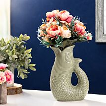 Small 20cm Green Ceramic Fish Vase
