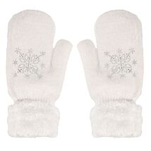 Cozy White Crystal Snowflake Women’s Mittens