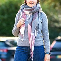 Cozy Grey Block Winter Scarf