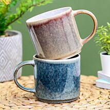 Reactive Glaze Speckled Stacking Mugs Set of 2