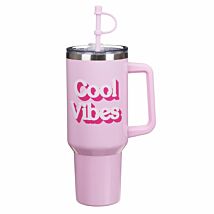 Cool Vibes Pink 1200ml Travel Tumbler with Straw