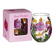Asters Hand Painted Stemless Glass