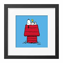 Peanuts House Snoopy & Woodstock Square Framed Art Print