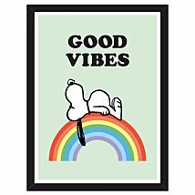 Peanuts Good Vibes Rainbow Snoopy A3 Framed Art Print