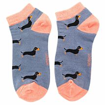 Blue Little Sausage Dog Women’s Bamboo Trainer Socks