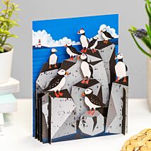 Puffins Greetings 3D Pop Up Card