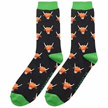 Black Highland Cows Men’s Bamboo Socks