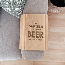 Personalised ‘Beer Goes Here’ Wooden Sofa Tray