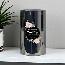 Personalised Floral Smoked Glass Jar LED Candle