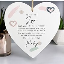 Personalised ‘Love’ Large Wooden Heart Hanging Decoration