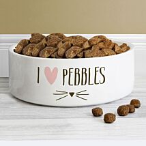 Personalised Cat Features Medium White Pet Bowl