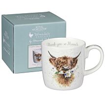 'Thank You' Highland Cow Boxed Large Fine Bone China Mug