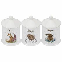 Set of Three Porcelain Tea, Coffee and Sugar Canisters