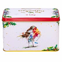 Winter Robins Tea Tin With 40 English Breakfast Tea Bags