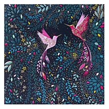 Hummingbirds Floral Sprig Greetings Card
