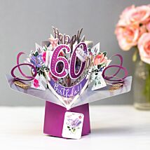 ‘60th Birthday’ Flowers 3D Pop Up Card